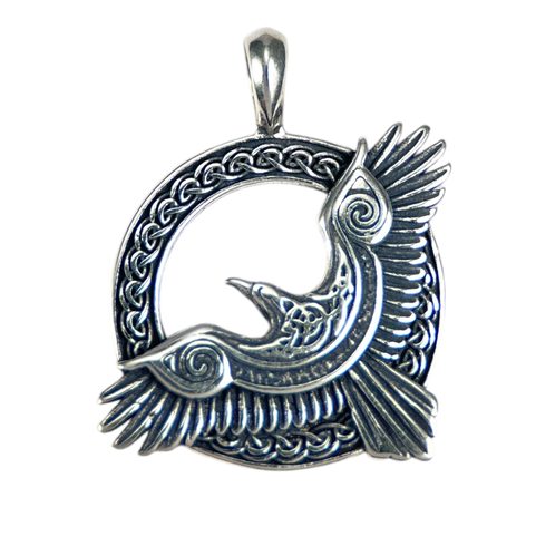 HUGINN A MUNINN, VIKINSKÝ STŘÍBRNÝ PŘÍVĚSEK, AG 925