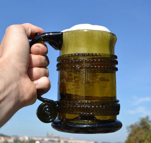 HISTORICKÝ PŮLLITR, ZELENÉ LESNÍ SKLO