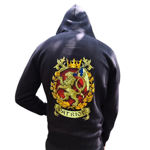 PATRIOT BOHEMIA, MIKINA S KAPUCÍ, ZIPPER - VÝŠIVKA ČESKÝ LEV