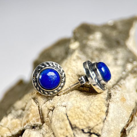 CAELIA, STŘÍBRNÉ ANTICKÉ NÁUŠNICE, LAPIS LAZULI, AG 925/1000