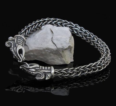 DREKI, DRAK, STŘÍBRNÝ NÁRAMEK - VIKING KNIT, AG 925