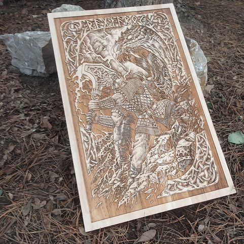 THOR NÁSTĚNNÁ DEKORACE, DŘEVO 46X70CM