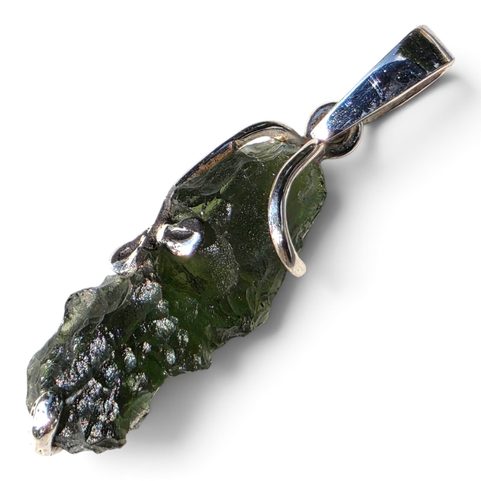 SILVER PENDANT WITH MOLDAVITE, AG 925