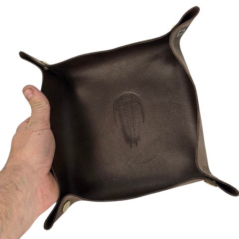 KOŽENÁ PODLOŽKA NA FOSÍLIE, TRILOBIT