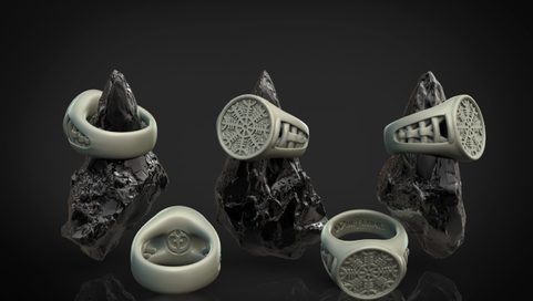 AEGISHJÁLMUR, VIKINSKÝ STŘÍBRNÝ PRSTEN, AG 925, 27G