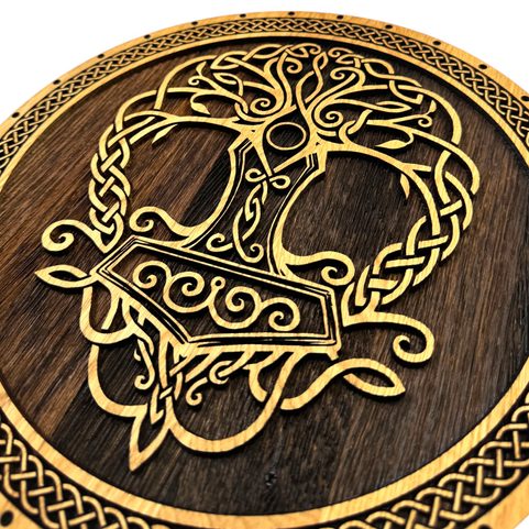 YGGDRASIL, DŘEVĚNÝ NÁSTĚNNÝ OBRAZ 32CM
