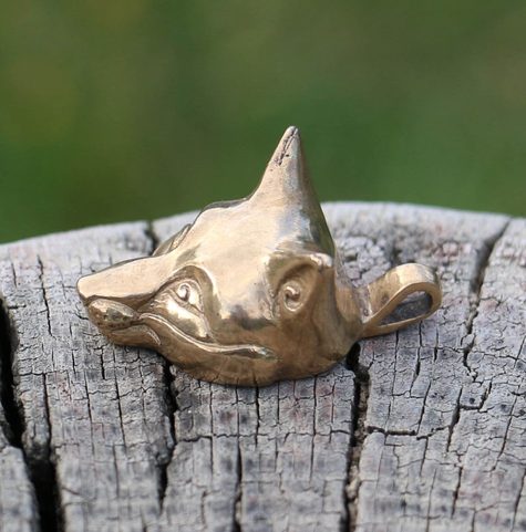 LIŠKA, LIŠČÍ HLAVA, PŘÍVĚŠEK, BRONZ