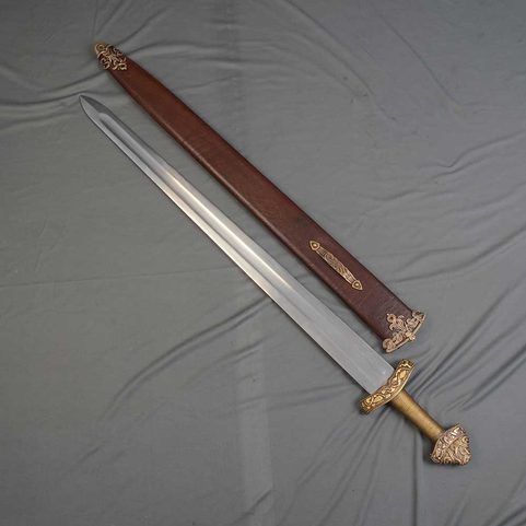 VIKINGSKÝ MEČ, DYBÄCK, ŠVÉDSKO S KOŽENOU POCHVOU