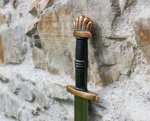 GRÍMARR, VIKINSKÝ MEČ, PETERSEN TYP O, BRONZ, STŘÍBRO 925