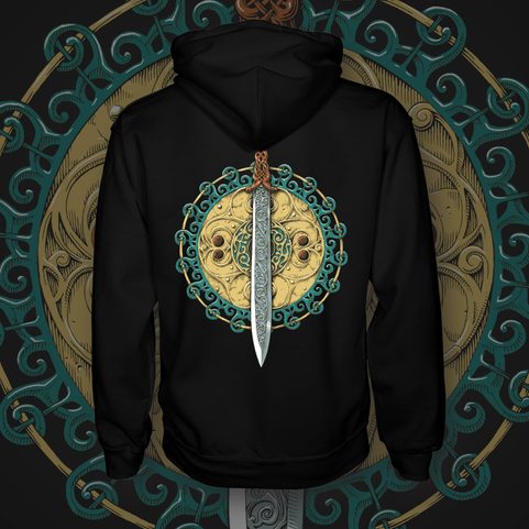 CLAÍOMH SOLAIS - MEČ SVĚTLA, KELTSKÝ MOTIV, MIKINA ZIPPER