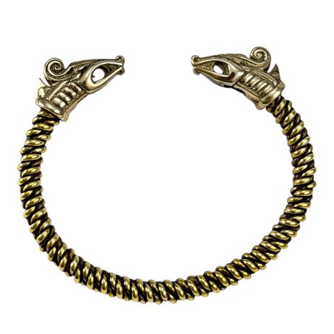 DREKI, VIKINGSKÝ DRAK, NÁRAMEK, MOSAZ - PLETENÝ