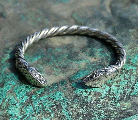JÖRMUNGANDR, VIKINGSKÝ HAD, STŘÍBRNÝ NÁRAMEK, AG 925