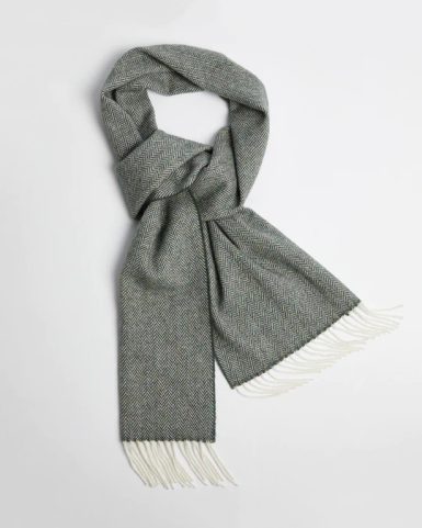 IRISH SCARF, FOXFORD MALLARD HERRINGBONE LAMBSWOOL