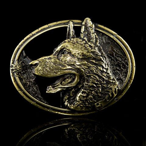 GERMAN SHEPHERD BELT BUCKLE, BRASS