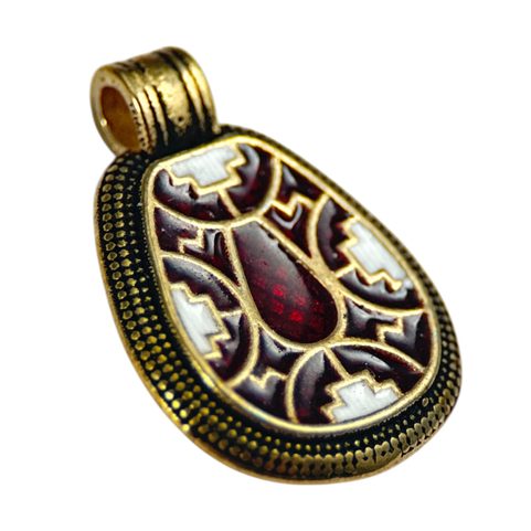 CLOISONNÉ - MEROVEJSKÝ BRONZOVÝ PŘÍVĚSEK