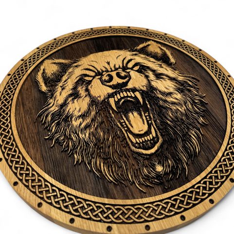 VLK FENRIR, DŘEVĚNÝ NÁSTĚNNÝ OBRAZ 32CM