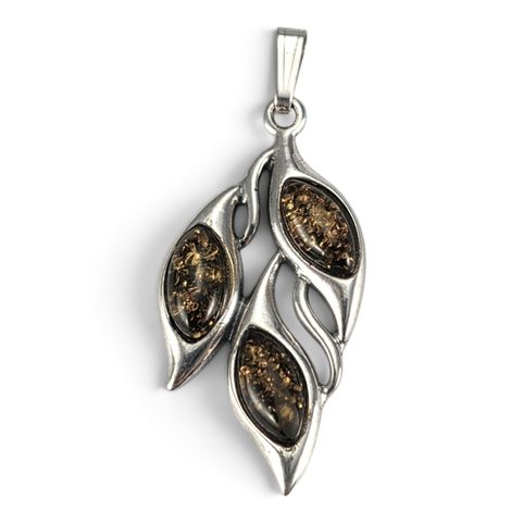 SILVER PENDANT WITH POLISH AMBER, 925 SILVER