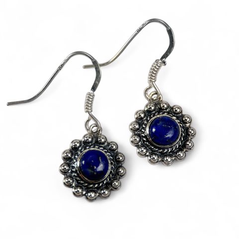 LAZIO, STŘÍBRNÉ ANTICKÉ NÁUŠNICE, LAPIS LAZULI, AG 925/1000