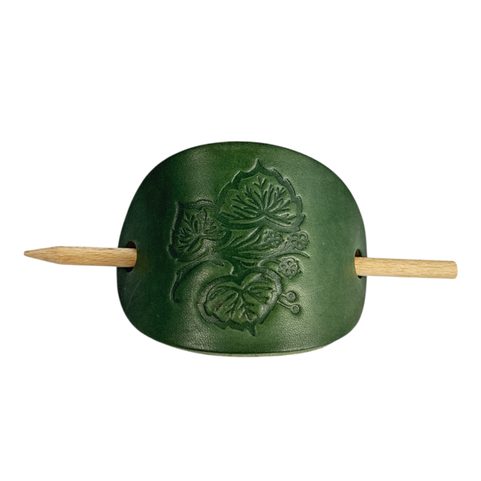 LÍPA, KOŽENÁ SPONA DO VLASŮ, ZELENÁ