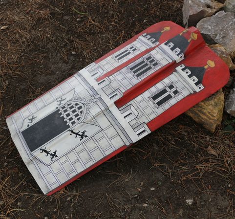 HUSITSKÁ PAVÉZA, RUČNĚ MALOVANÝ DŘEVĚNÝ ŠTÍT PRAHA