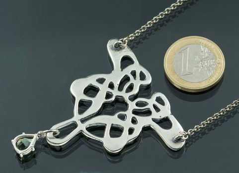 ART NOUVEAU, STŘÍBRNÝ NÁHRDELNÍK S VLTAVÍNEM, AG 925, 20G