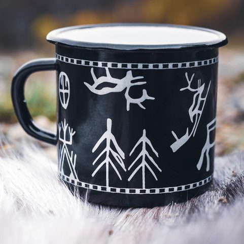 SÁMI LAPONSKÝ PLECHÁČEK, SMALTOVANÝ HRNEK