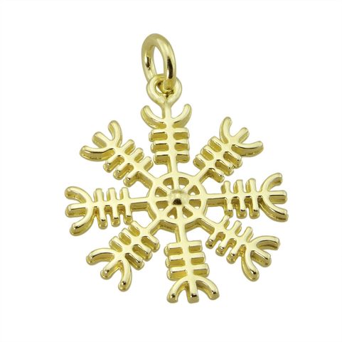 AEGISHJALMUR, ISLANDSKÁ MAGICKÁ RUNA, AMULET, 14K ZLATO
