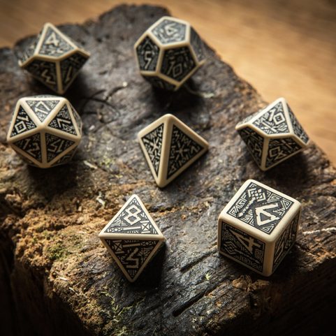 DWARVEN BEIGE A BLACK, SADA TRPASLIČÍCH RPG HRACÍCH KOSTEK