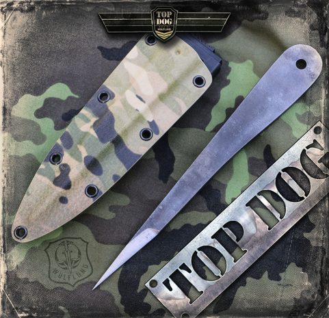 TOP DOG VRHACÍ NŮŽ + TAKTICKÉ POUZDRO MULTICAM