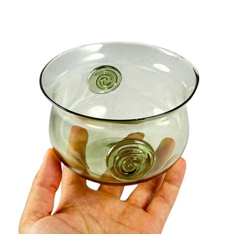 HISTORICKÁ SKLENĚNÁ MÍSA, INSPIRACE ANTIKOU, LESNÍ ZELENÉ SKLO