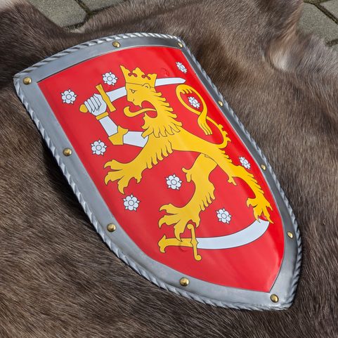 FINSKO, STŘEDOVĚKÝ ŠTÍT - KOV, RUČNÍ PRÁCE