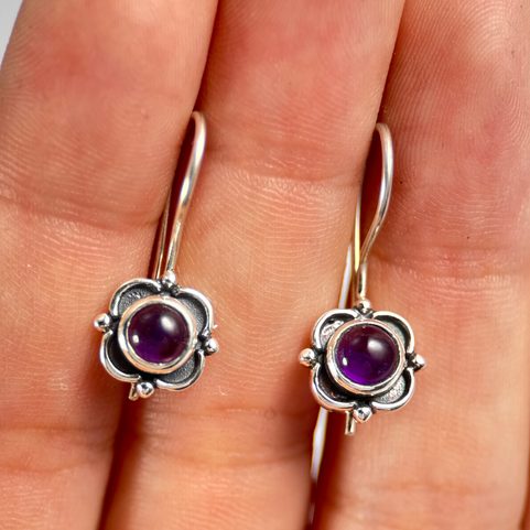 FLAVIA, STŘÍBRNÉ NÁUŠNICE, AMETYST, AG 925/1000