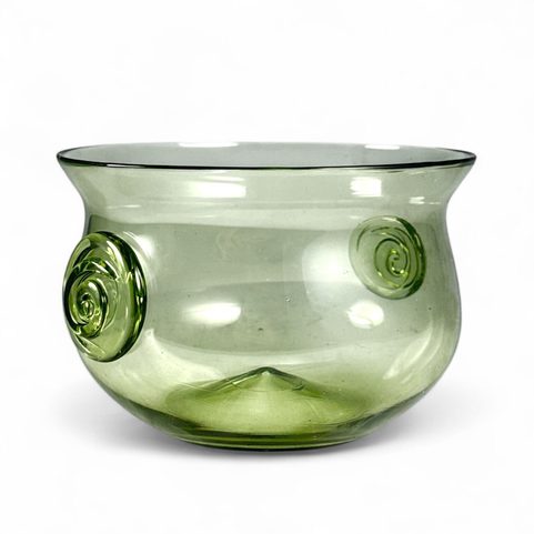 HISTORICKÁ SKLENĚNÁ MÍSA, INSPIRACE ANTIKOU, LESNÍ ZELENÉ SKLO