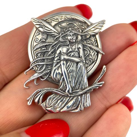 LUČNÍ VÍLA, ART NOUVEAU, STŘÍBRNÝ PŘÍVĚSEK, AG 925