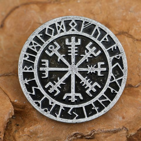 VEGVISIR - KOMPAS, ISLANDSKÁ RUNA, PŘÍVĚŠEK, ZINEK