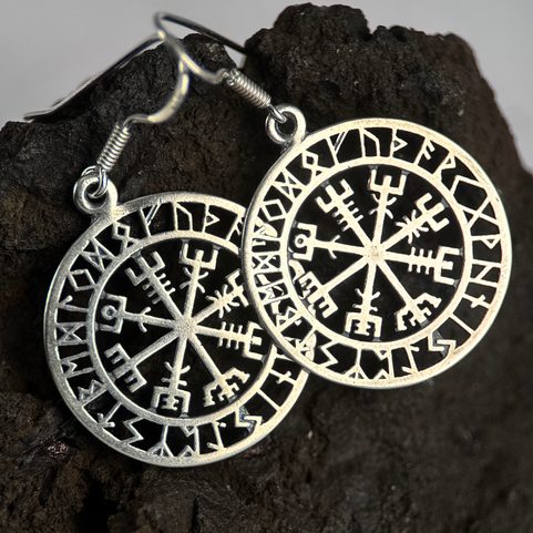 VEGVÍSIR - ISLANDSKÁ RUNA, STŘÍBRNÉ NÁUŠNICE, AG 925