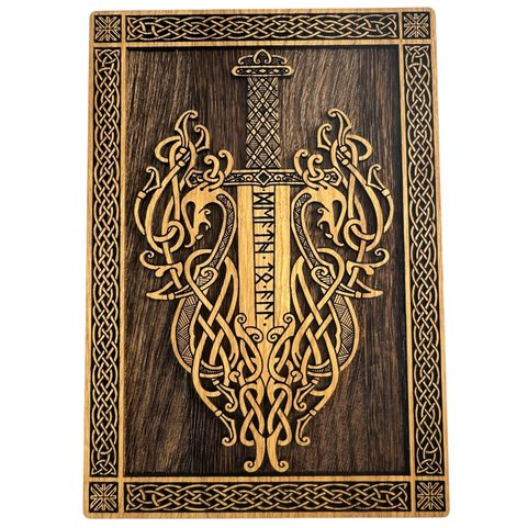 MEČ - VIKING - DŘEVĚNÝ NÁSTĚNNÝ OBRAZ 21X30CM