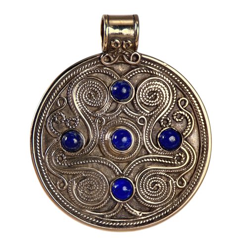 BATTERSEA, LUXUSNÍ BRITSKÝ ŠPERK, BRONZ, LAPIS