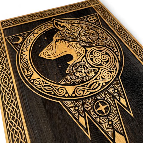 FENRIR - VLK NÁSTĚNNÁ DEKORACE, DŘEVO 32X46CM