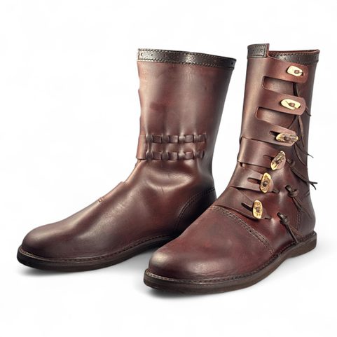 JARL, VIKINGSÉ VYSOKÉ BOTY S PAROHOVÝMI KNOFLÍKY