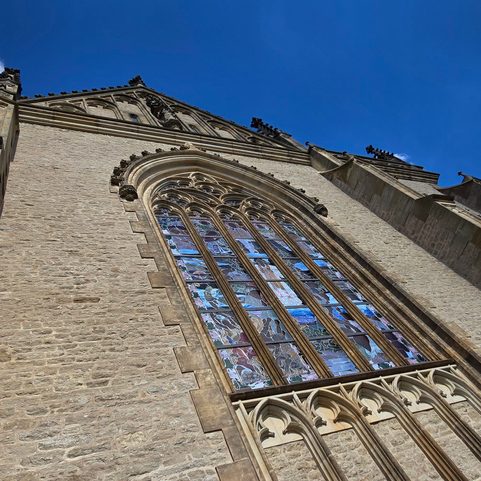 GOTICKÝ TRISKEL, OKNO KATEDRÁLY, PŘÍVĚSEK, ZINEK, STAROMOSAZ