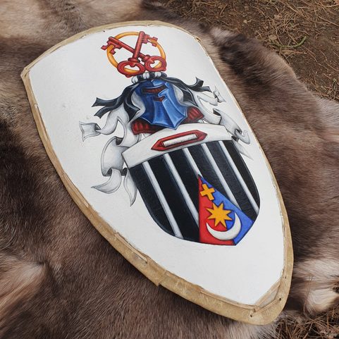 STŘEDOVĚKÝ ŠTÍT, MALOVANÝ NA ZAKÁZKU