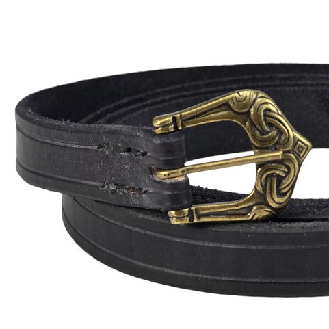KOŽENÝ VIKINGSKÝ OPASEK BORRE, ČERNÝ, STAROMOSAZ