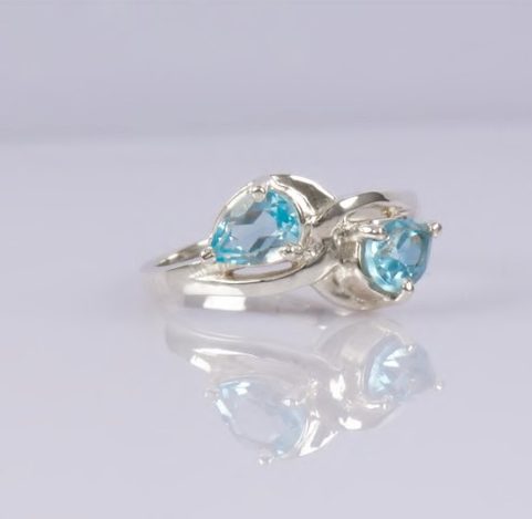 ORBITA, PRSTEN, MODRÝ TOPAZ, STŘÍBRO 925/1000