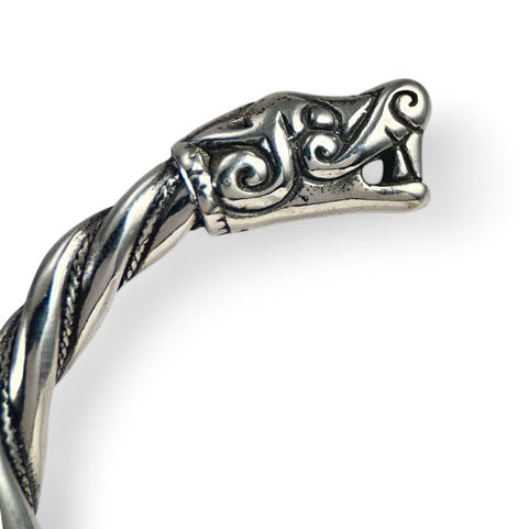 VIKINGSKÝ GOTLANDSKÝ STŘÍBRNÝ NÁRAMEK, VLCI, AG 925, 63 G
