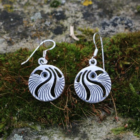 MUŠLE, PRAŽSKÁ SECESE, STŘÍBRNÉ NÁUŠNICE, AG 925