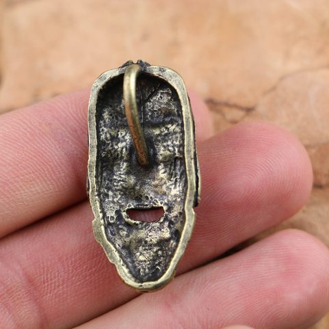 ZELENÝ MUŽ, AMULET, STARÁ MOSAZ, PATINA