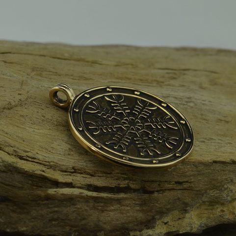 AEGISHJALMUR, ISLANDSKÁ MAGICKÁ RUNA, MEDAILON, BRONZ