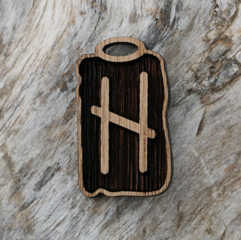 HAGALAZ  - DŘEVĚNÝ AMULET - RUNA