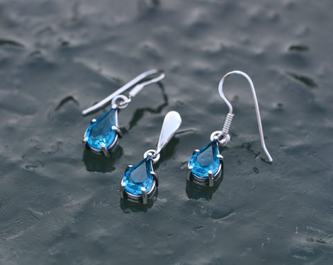 POLARIS, STŘÍBRNÁ SADA ŠPERKŮ, SKLO, AG 925